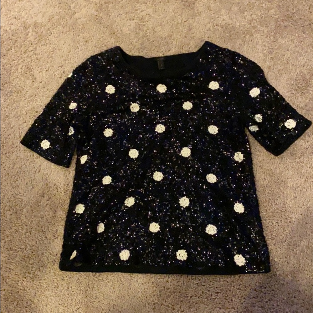 JCREW BLACK POLKA DOT TOP SIZE SMALL
